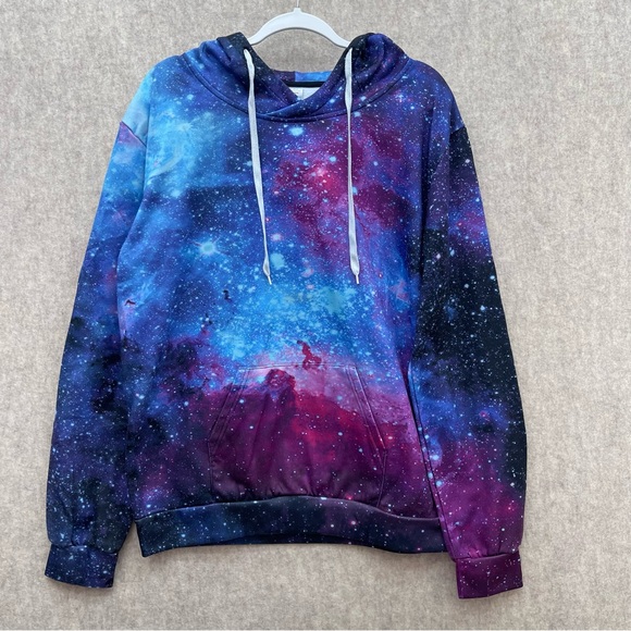 Women's Hooded Sweatshirt Galaxy Universe Pattern XL - Picture 3 of 10